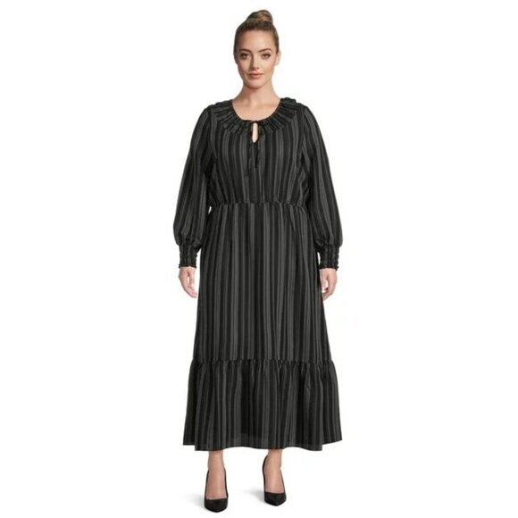 NEW‎ NWT Terra & Sky Women's Plus Peasant Tiered Long Sleeve Maxi Dress Size 3X - Picture 1 of 13